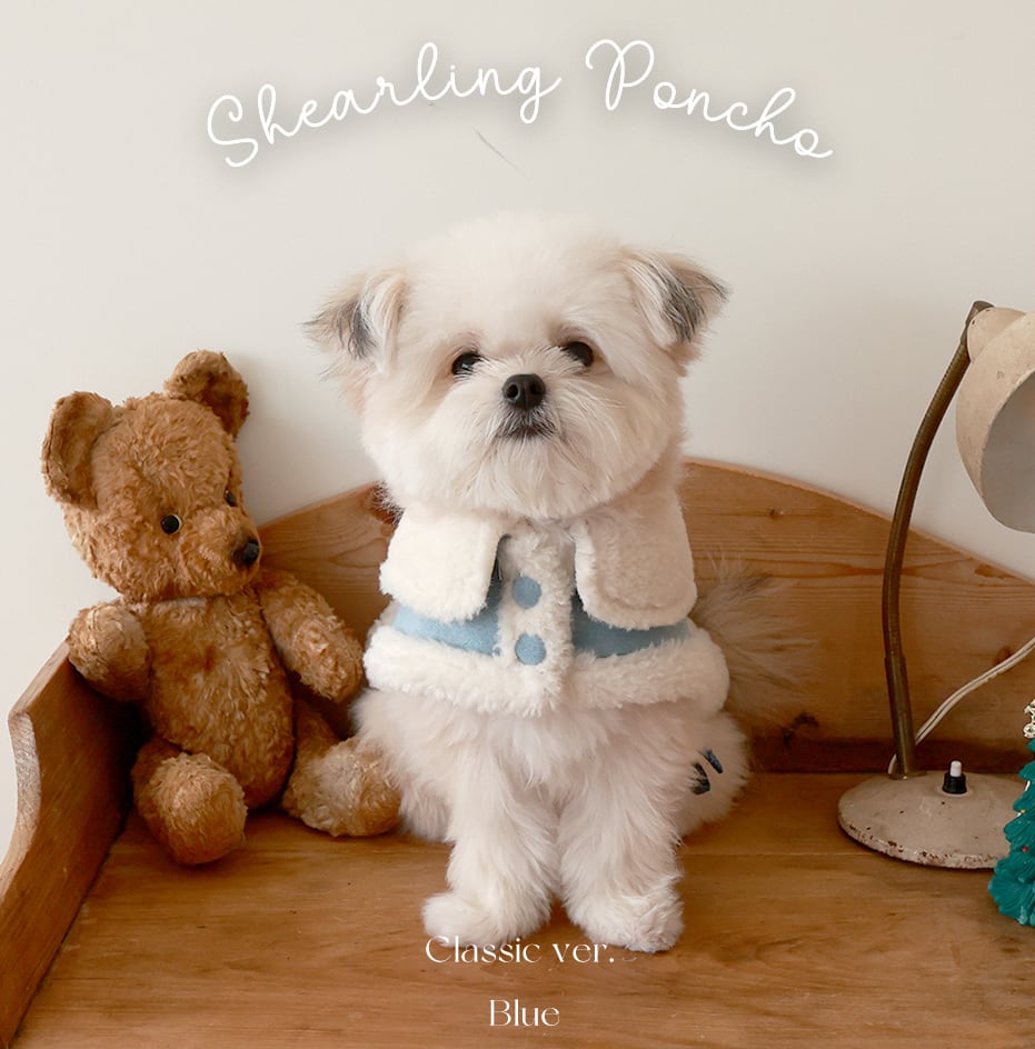 Classic/予約【near by us】shearling poncho (Blue)