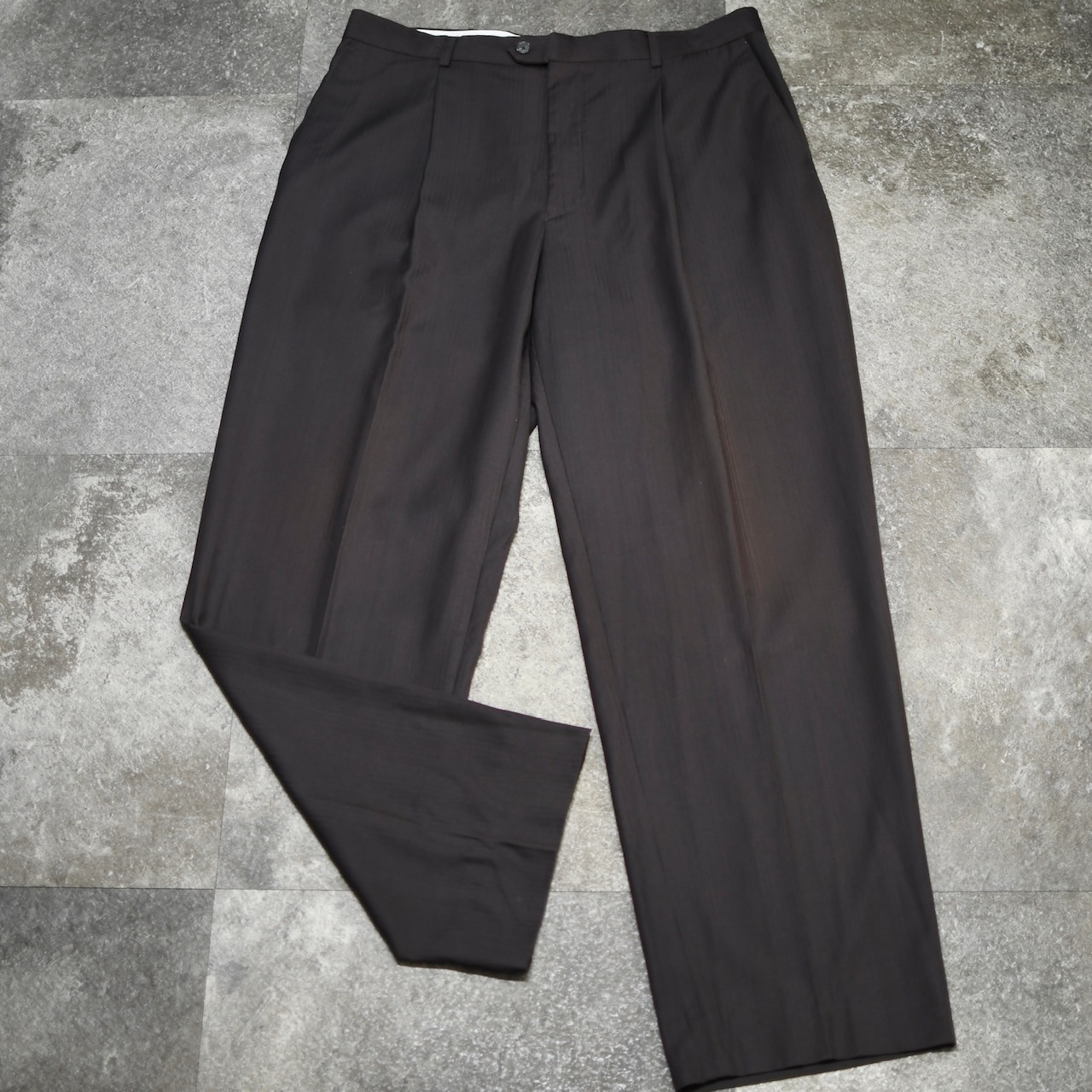 stripe wide slacks brown