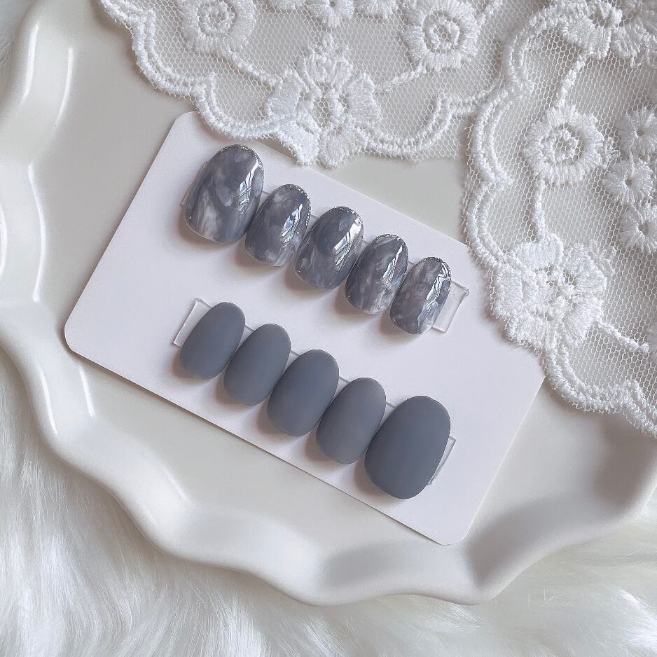 【オーダー】ネイルチップ　マーブル葡萄　ワンホン韓国　キラキラちゅるんニュアンス オーダー】ネイルチップマーブル葡萄ワンホン韓国キラキラちゅる