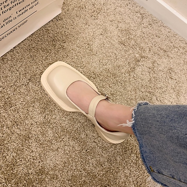 レザースタイルサマーバックルスタンダードシングル 靴 シューズ レトロ 夏物 スクウェア 部族の婦人靴23577620789