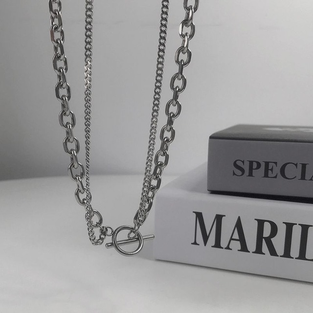 Double chain mantel necklace　V1419