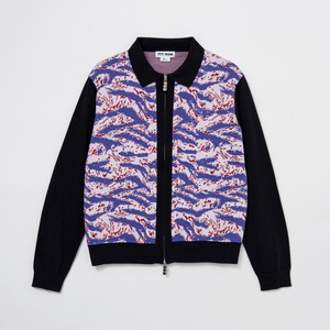 Tiger camo zip up knit polo（PURPLE）