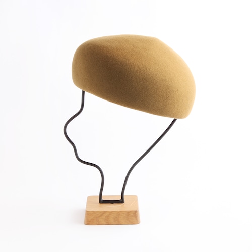 mature ha.／Japanese old wooden block beret／mustard