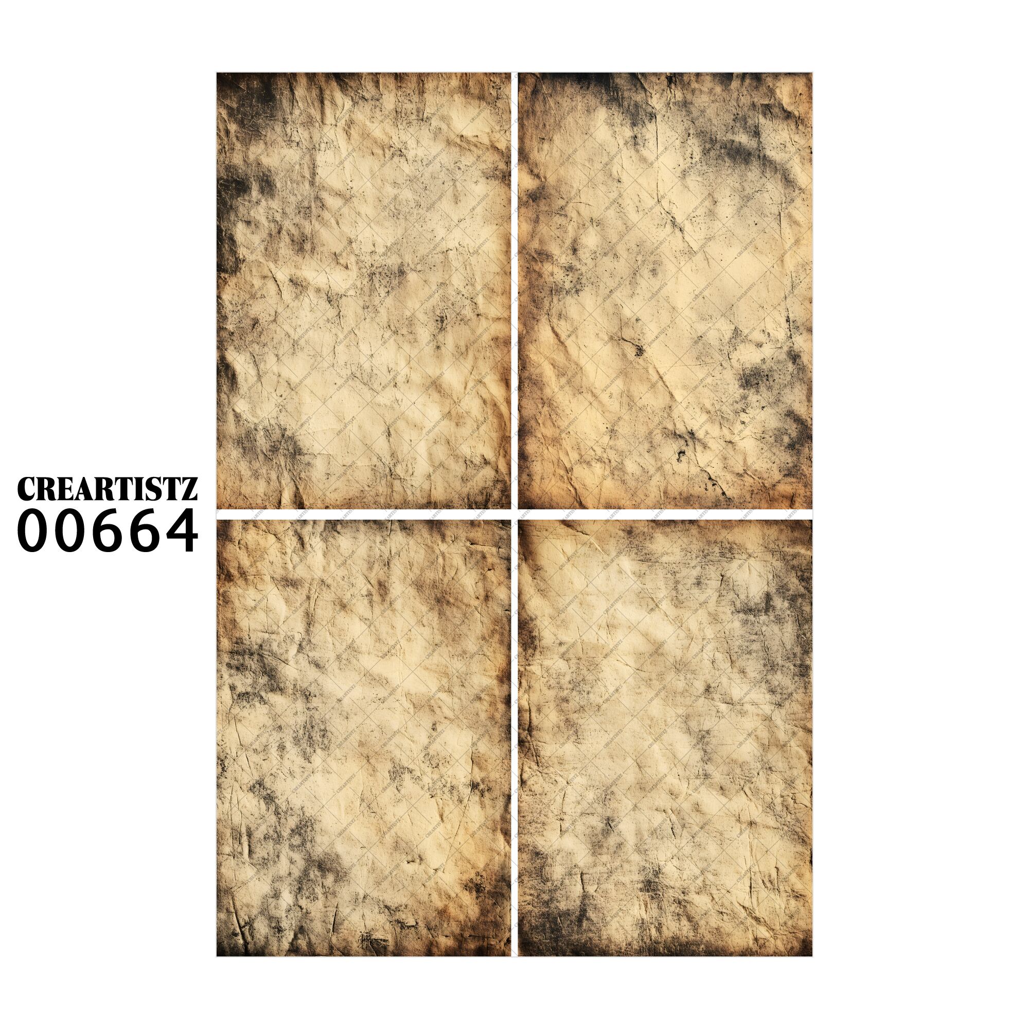 00664 背景 コラージュ素材 オリジナル 12枚セット (4種類×3枚) ペーパー/ステッカー CREARTISTZ