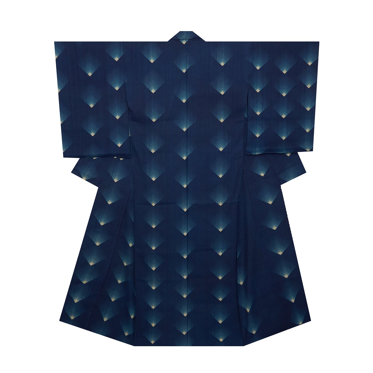 お仕立て無料】日本工芸会正会員 松原與七 「光彩」 繧繝彩色藍形染