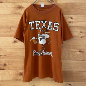 【MJ SOFFE COMPANY】80s USA製 プリント Tシャツ シングルステッチ イラスト ヴィンテージ Texas Mサイズ US古着 アメリカ古着