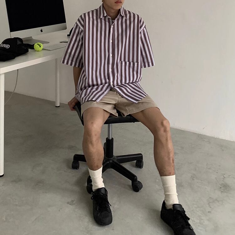 ★RETRO BLUE STRIPED TOURING SHIRT　　　A0659