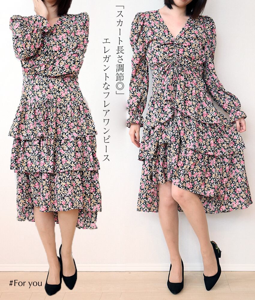 【再入荷】エレガントな小花のフレアワンピース_e0002103017