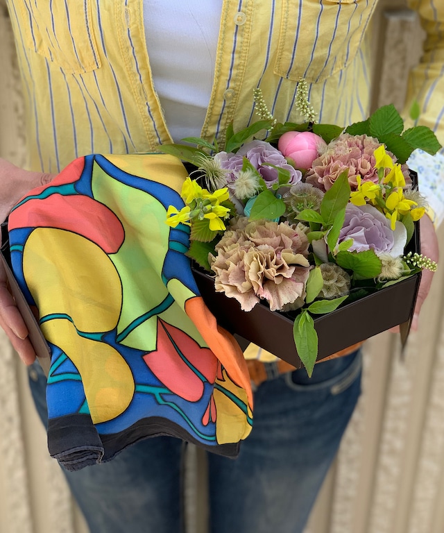 SYURIMO×Droomtuin vintage collaboration flower box and flower  scarf⑦