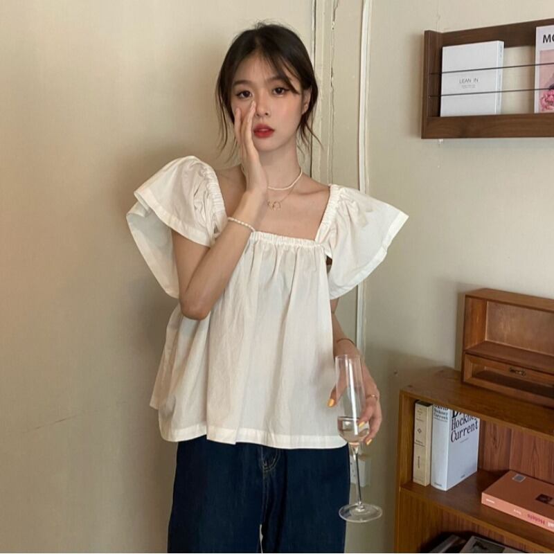 ホワイトシャツ サマー薄手トップス 大人ガーリー スウィート キュート カジュアル 夏物 1号婦人12379041667