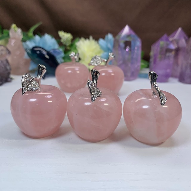 5個セット♪とっても可愛い☆ローズクォーツりんごさん♪