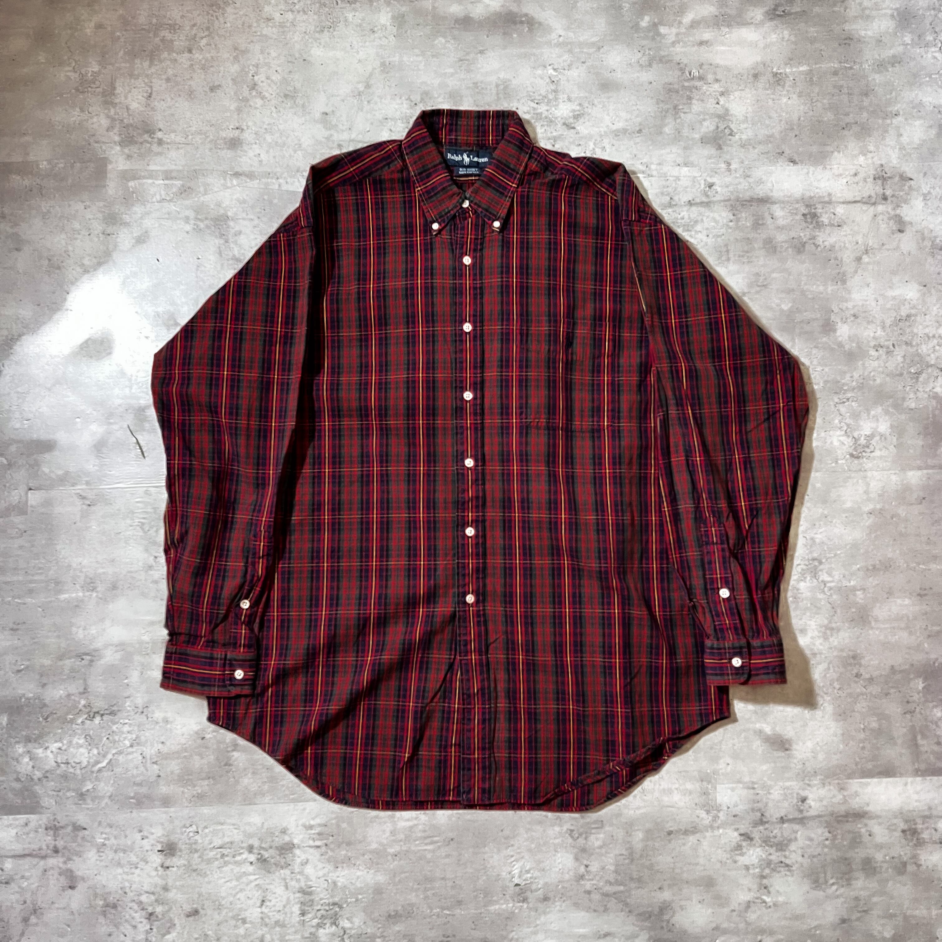 90s “Ralph Lauren” BIG SHIRT check pattern B.D. shirt 90年代 ラルフローレン ビッグシャツ  チェック柄 ボタンダウンシャツ