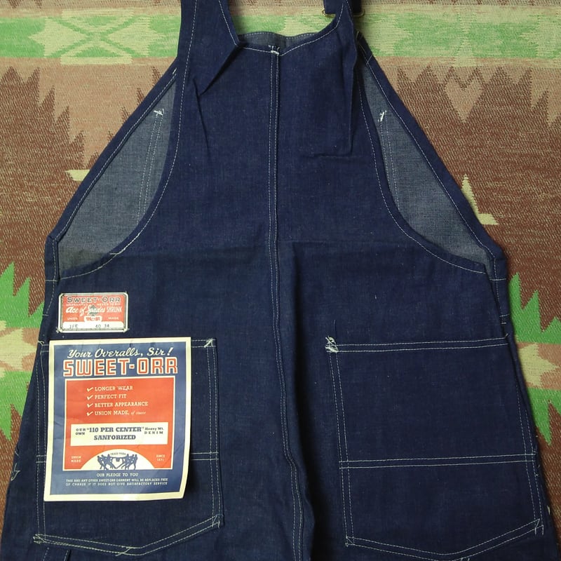 40s SWEET-ORR 1FE Denim Overalls（表記W40L34）DEAD-STOCK