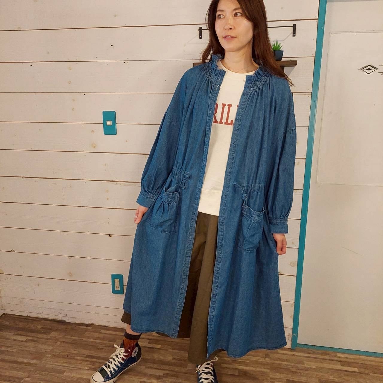 タイプライターフリルカラーワンピ　A1813