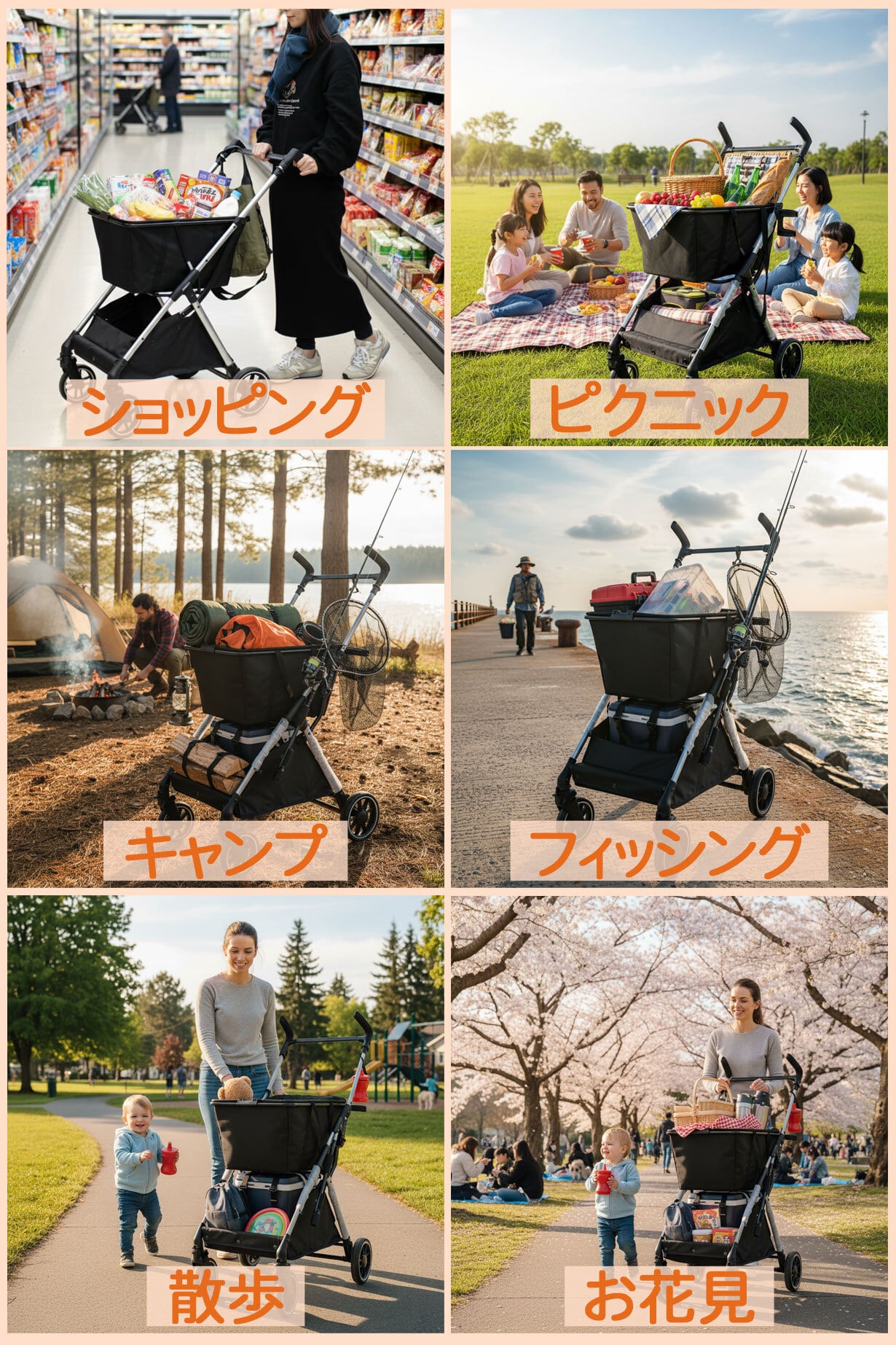 MiMoCa ショッピングカート 折りたたみ コンパクト 軽量 4輪 袋詰め