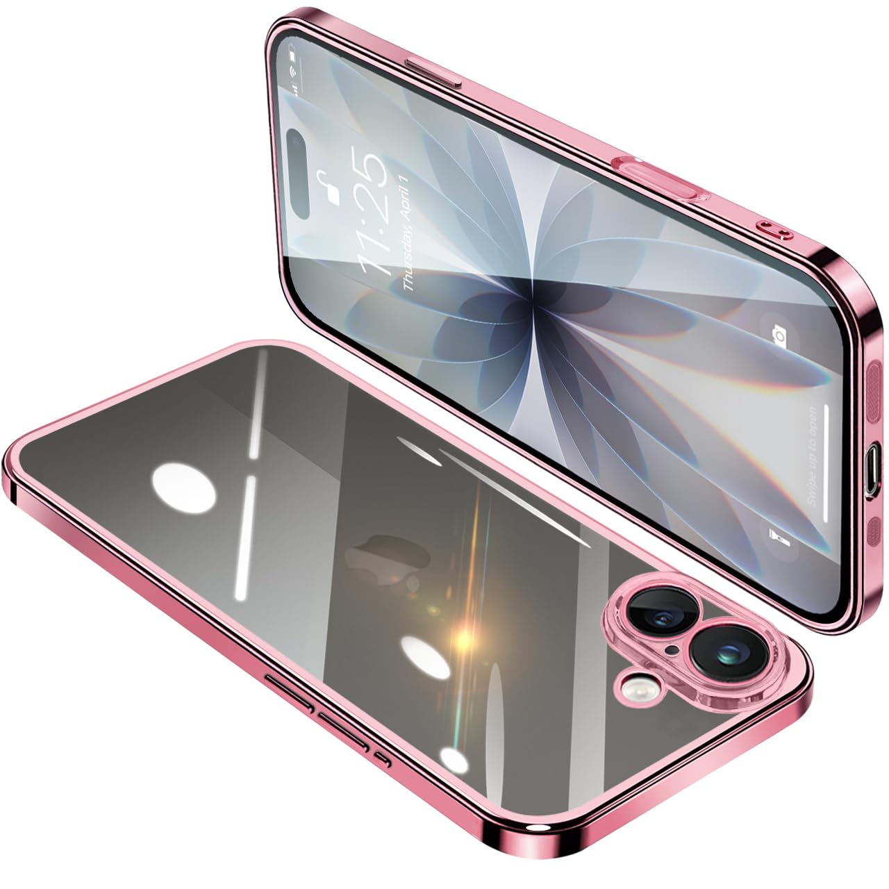 ONETIAOLONG iphone 17用 クリア ケース 薄型 透明 スマホケース TPU 軽量 耐衝撃 ローズゴールド