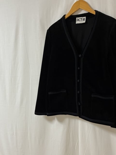 1960~70's Velour Fabric Piping Design No Collar Jacket