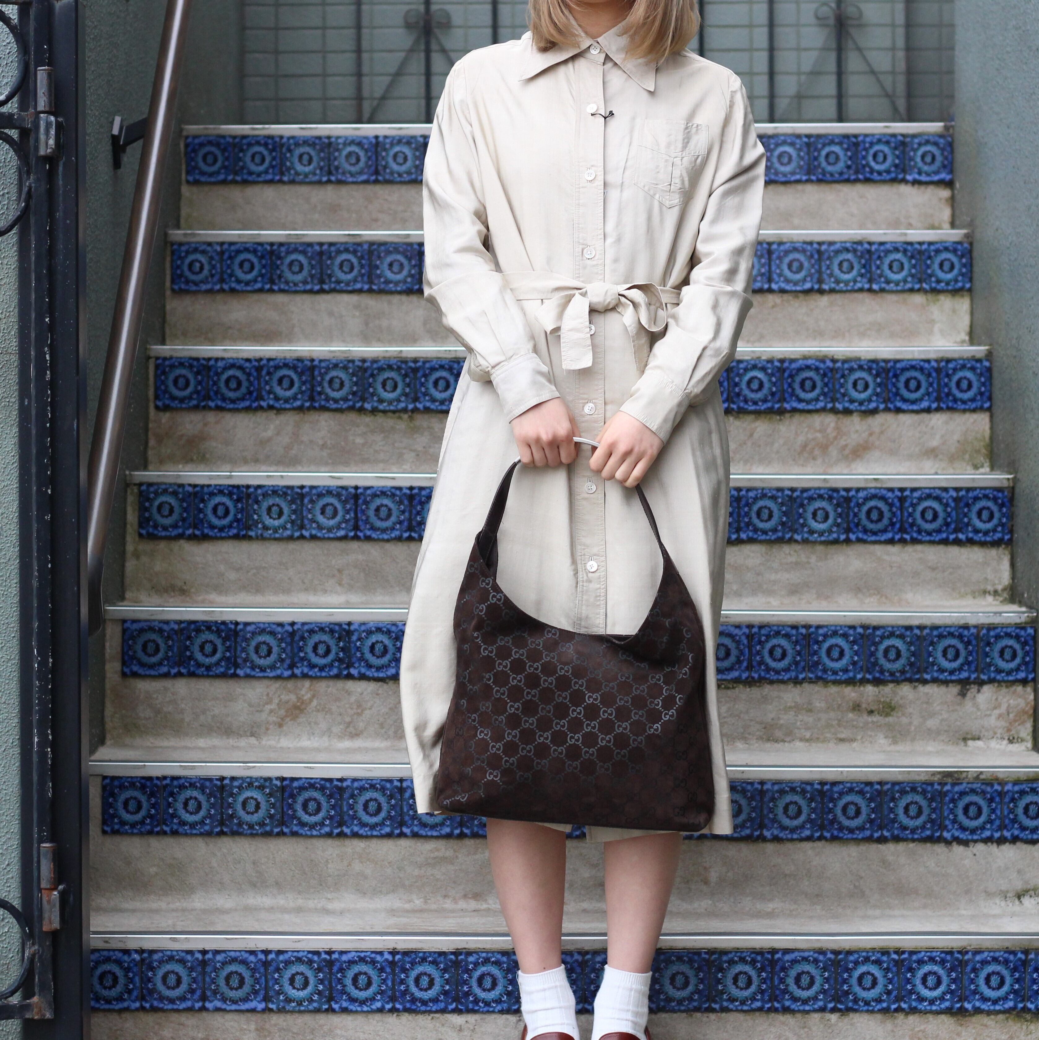 GUCCI GG PATTERNED EMBOSSED SEMI SHOULDER BAG MADE IN ITALY/グッチ