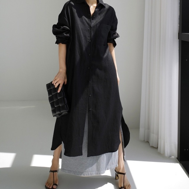 レイヤードシャツワンピース ３color　D045