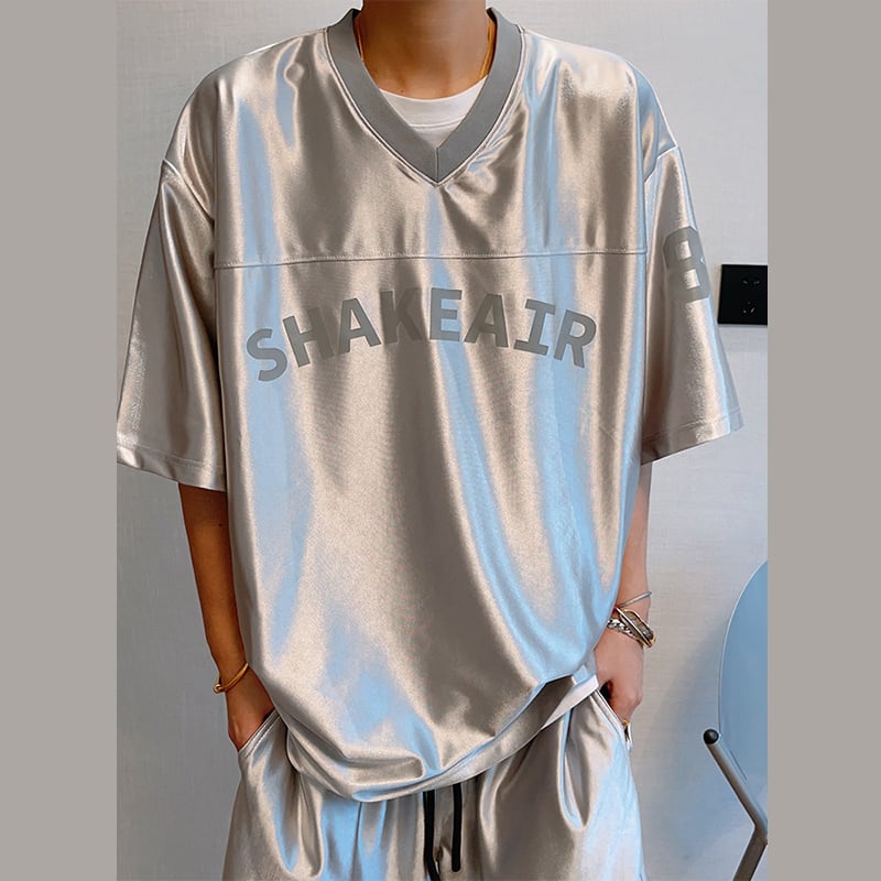 dannyandzeeカジュアルVネックユニフォームTシャツ | mblueshop