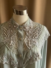 classical mint green lace shirt-5167-2