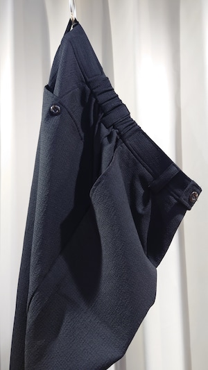 Garage.U.W Dotair Stretch SHIRRING TROUSERS Ateliermade BLACK