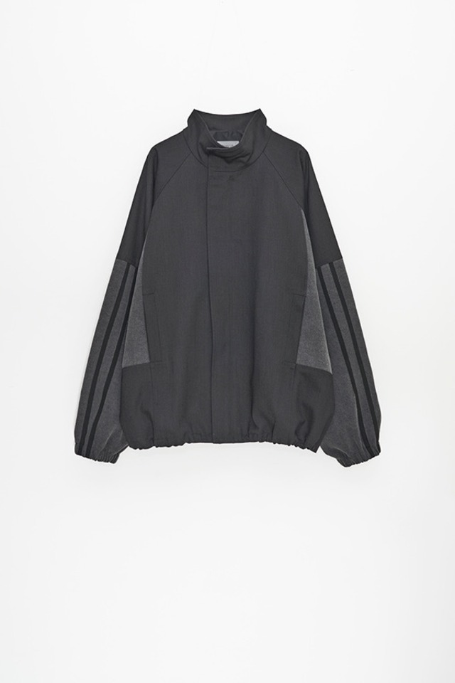 【Nora Lily】Denim Combo Track Line Loose Blouson-/Grey x Indigo