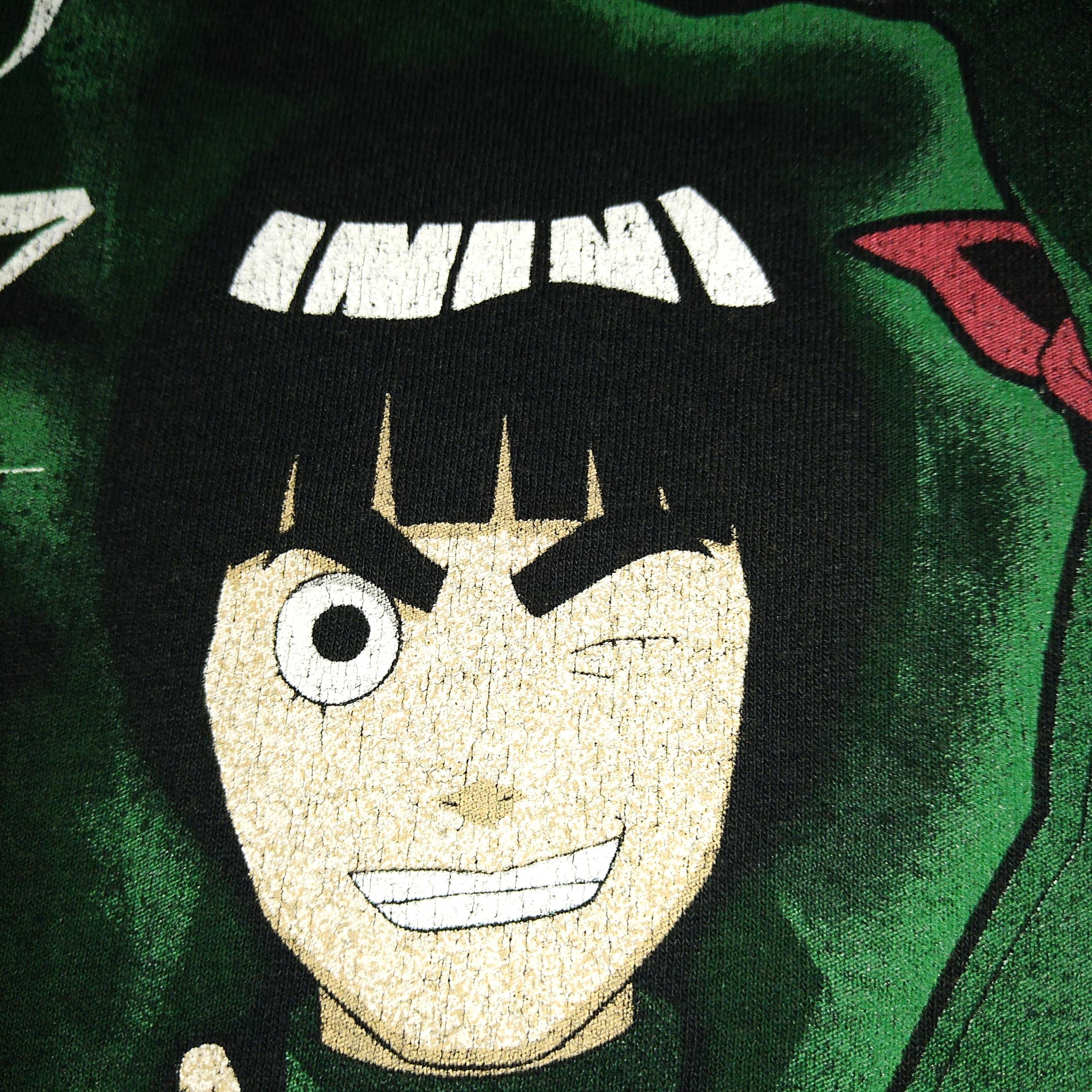 古着 ナルト ヴィンテージ加工Tシャツ Lサイズ 黒 ロック・リー アニメ