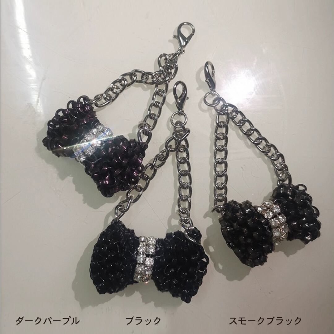 きらめきワイヤー ＆ラインストーン リボンチャーム〈 11 カラー