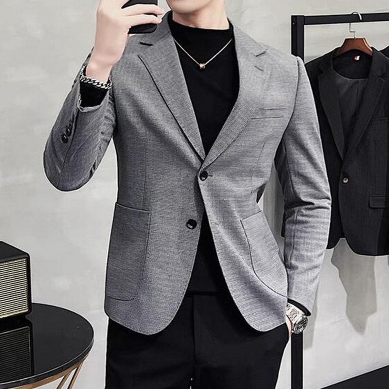 plaid casual suit jacket 00220