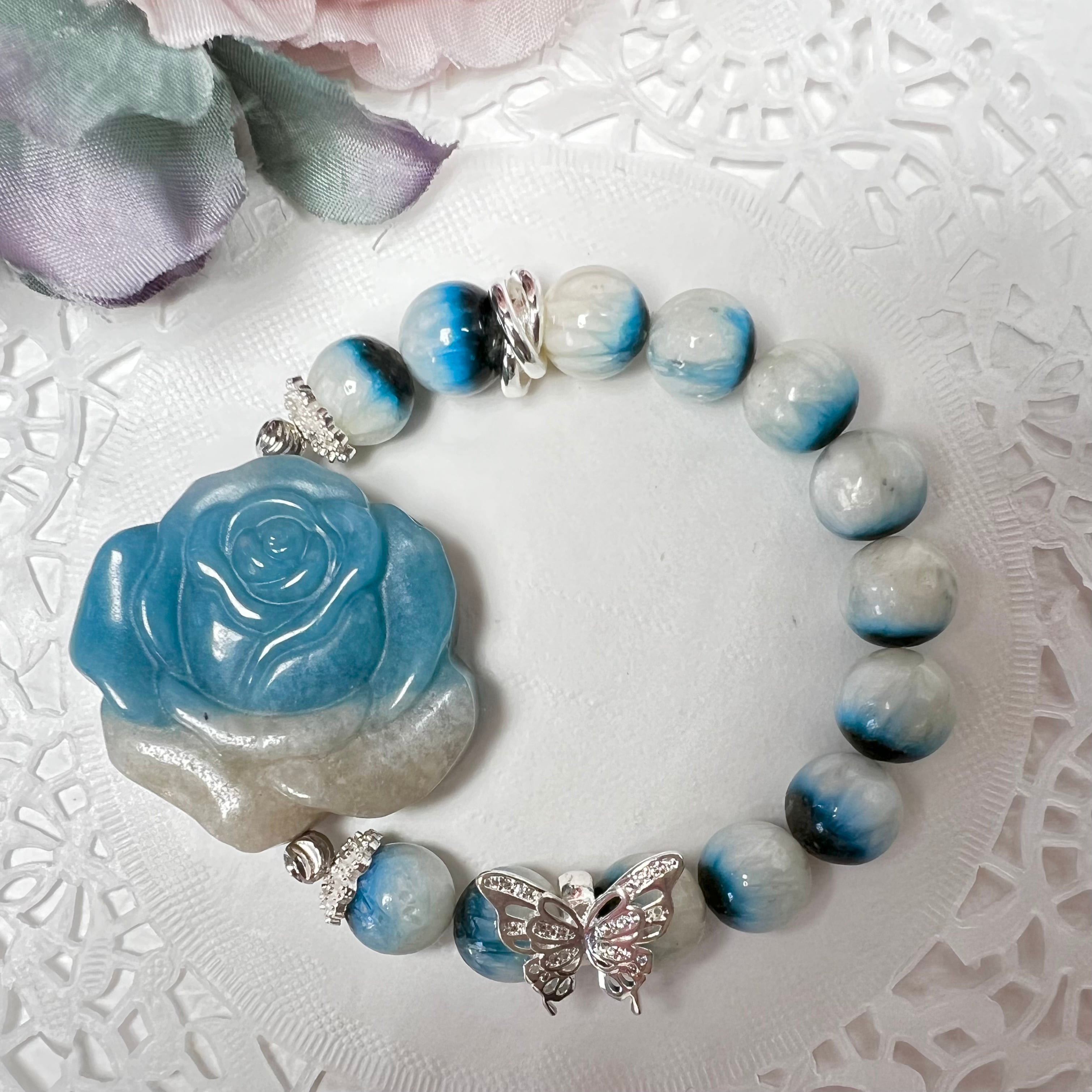 【人気 トロレアイト バラ ブレスレット】❤︎送料無料❤︎天然石 パワーストーン