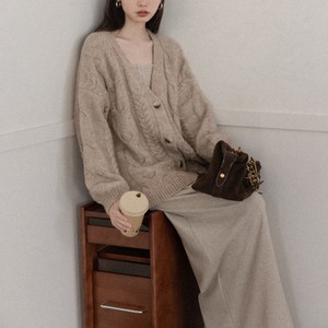 cable-knit oversized cardigan　J00446