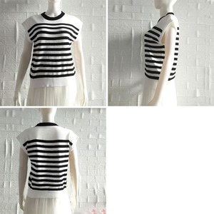 フレンチスリーブ ボーダー ニット レディース 春夏 韓国 おしゃれ 大人 カジュアル きれいめ 薄手 涼しい シンプル インナー トップス 大人可愛い 大人女子