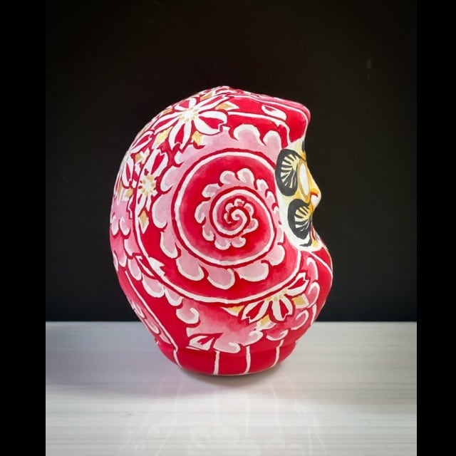即納/開運数珠達磨プレミアムSサイズ/桜散らし | japanese art 蘭