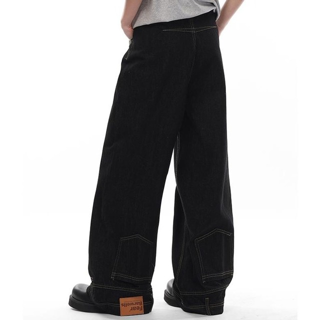 Upside down wide denim pants 2 colors　V2053