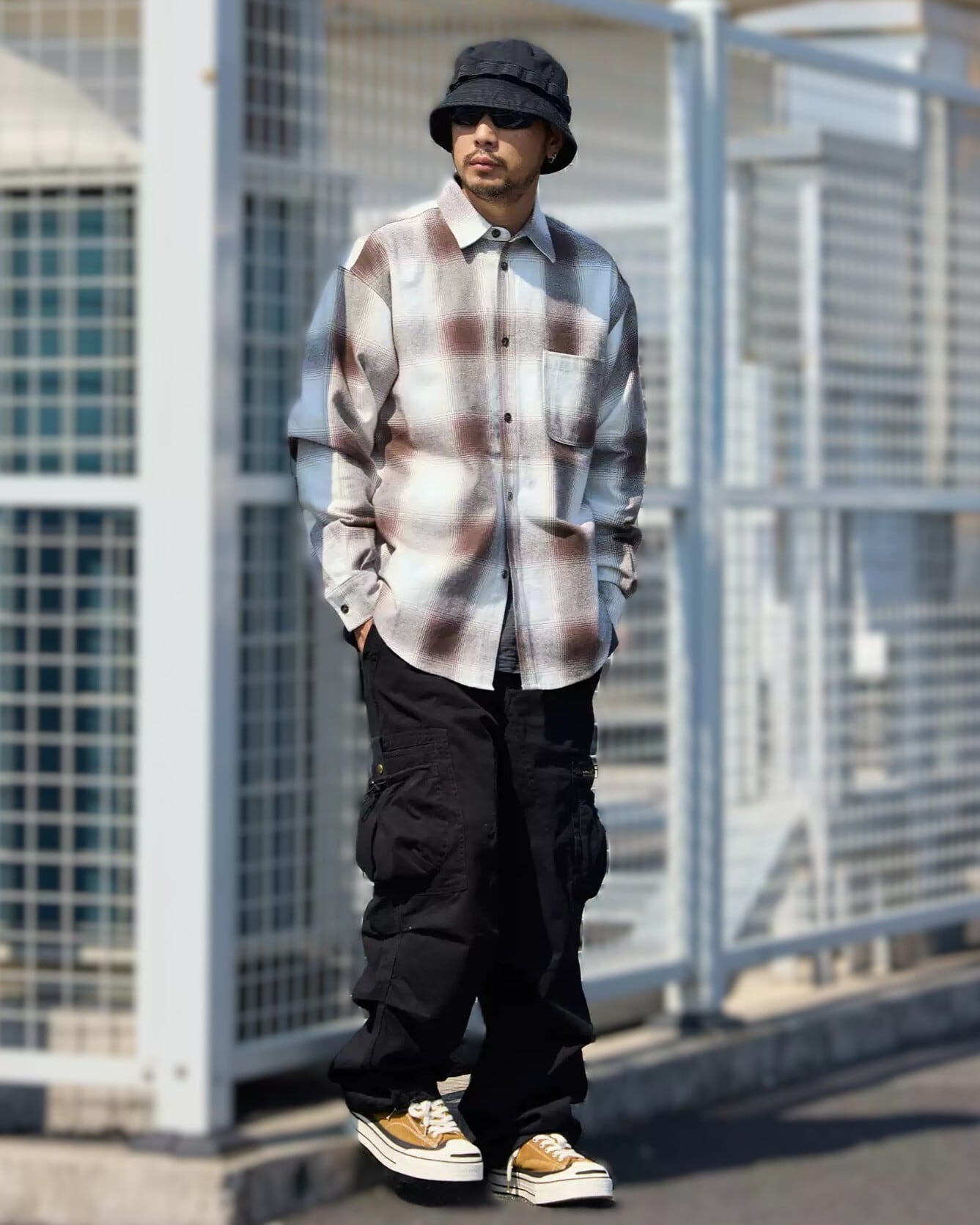 Long Sleeve Ombre Check Shirt x00940 | XPOSE