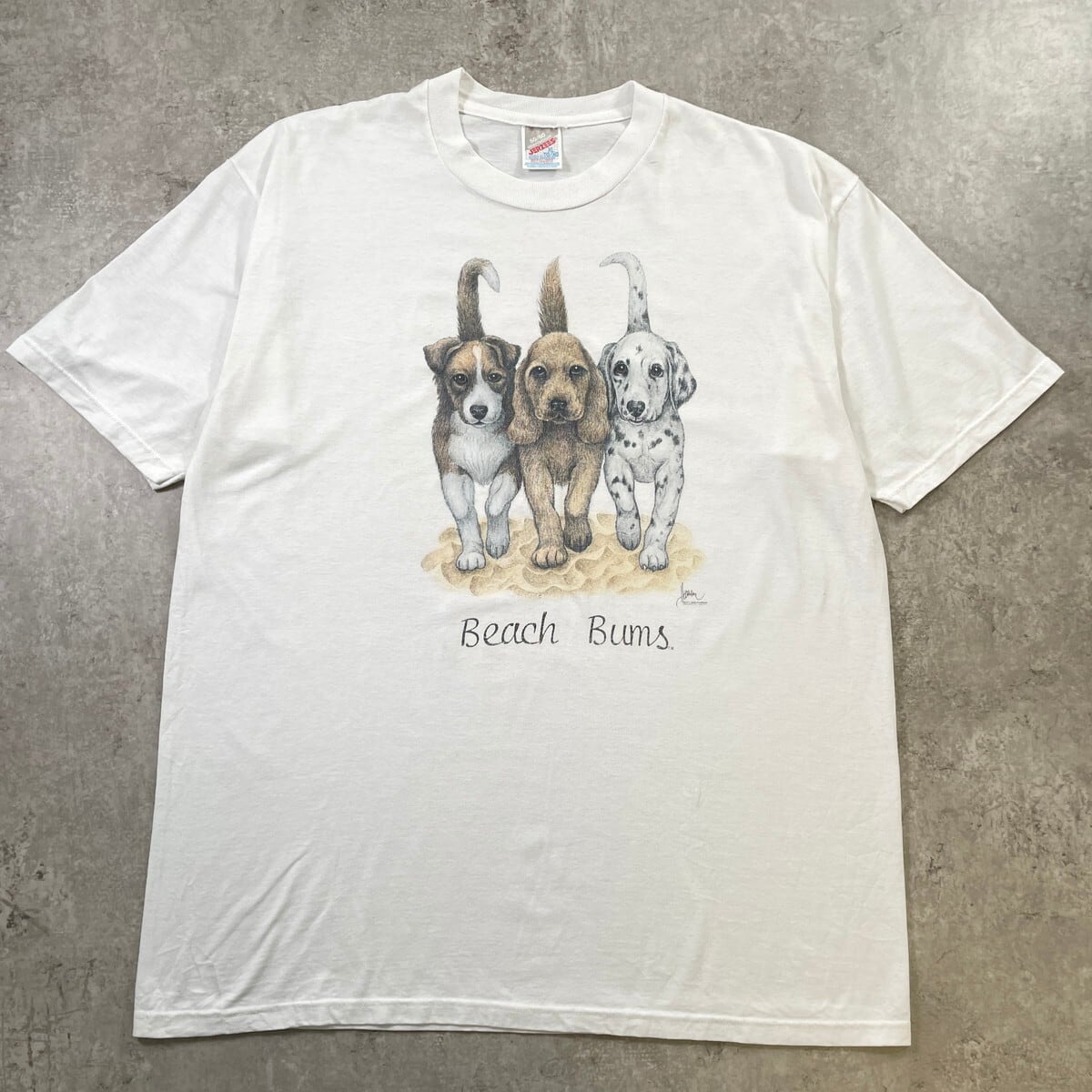 90~00年代 USA製 BEACH BUMS 犬 アニマル プリントTシャツ メンズXL