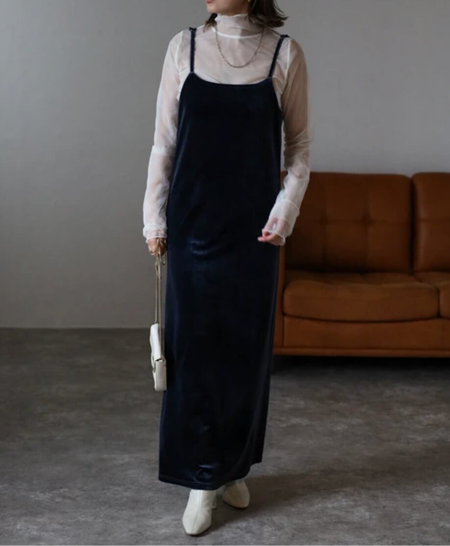 ナンバーミーTOKYO"VELOUR CAMISOLE LONG DRESS"NAVY