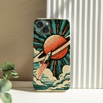 受注生産 iPhoneケース 赤い太陽と雲の宇宙ポスター柄｜宇宙ポスター風 RFSP060C