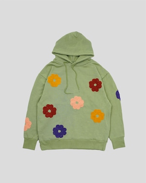 CC"FULL BLOOM" HAND EMBROIDERY HOODIE GREEN
