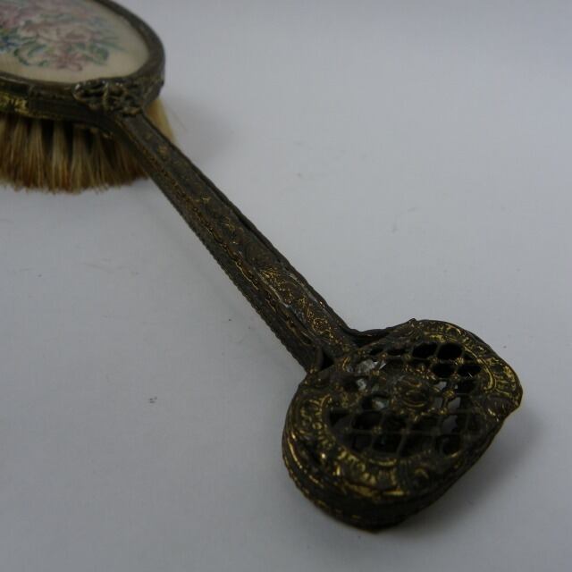 T973英国アンティークプチポワンドレッシング3点セットブラシ手鏡