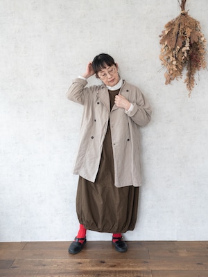 [HTS] コットンリネンスタンドカラーダブルブレストジャケット