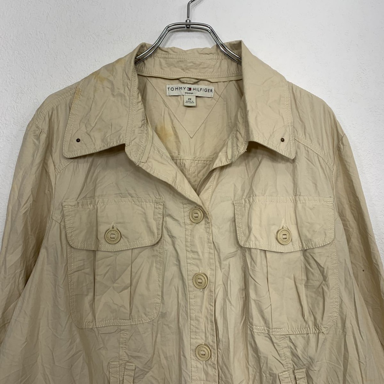 TOMMY HILFIGER サファリジャケット レディース 2X ベージュ トミー 
