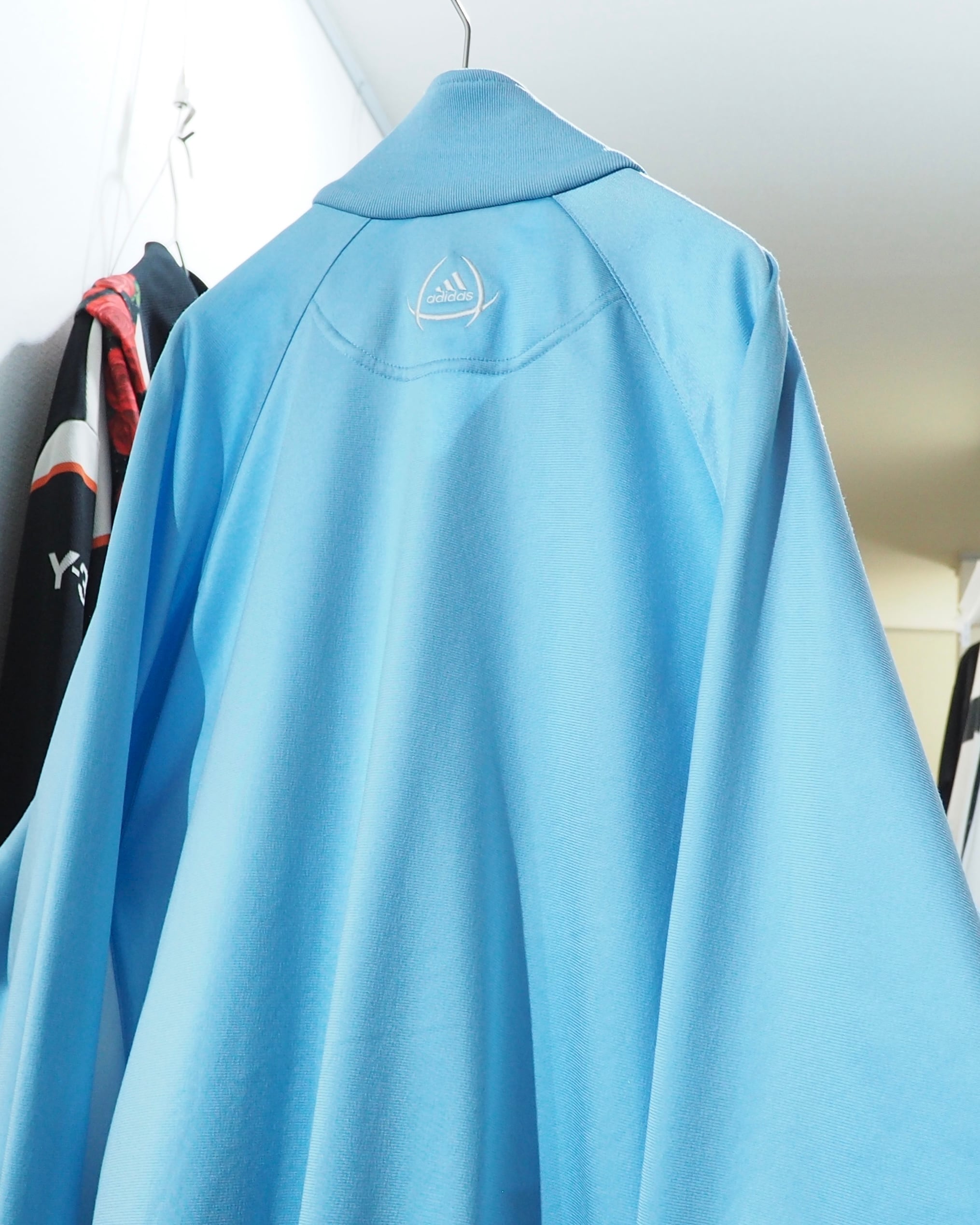 2000s ” adidas ” Shiny Light Blue × Three Line Embroidery Over silhouette Track jacket