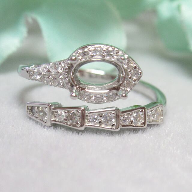 6×4㎜ スネーク ステップCZ S925 リング台 SV