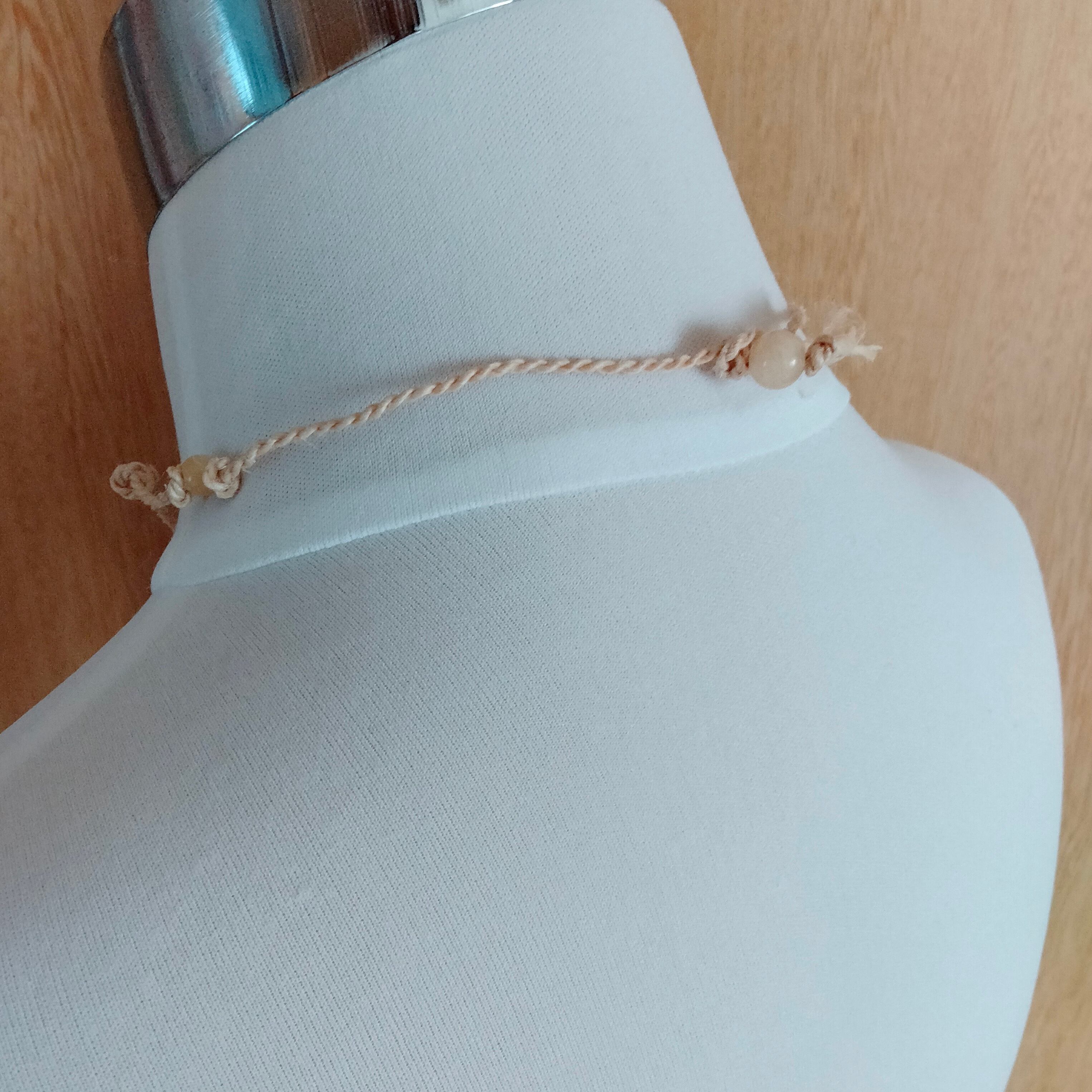 2way精麻プチネックレスブレスレット*イエロージェイド】ハンドメイド