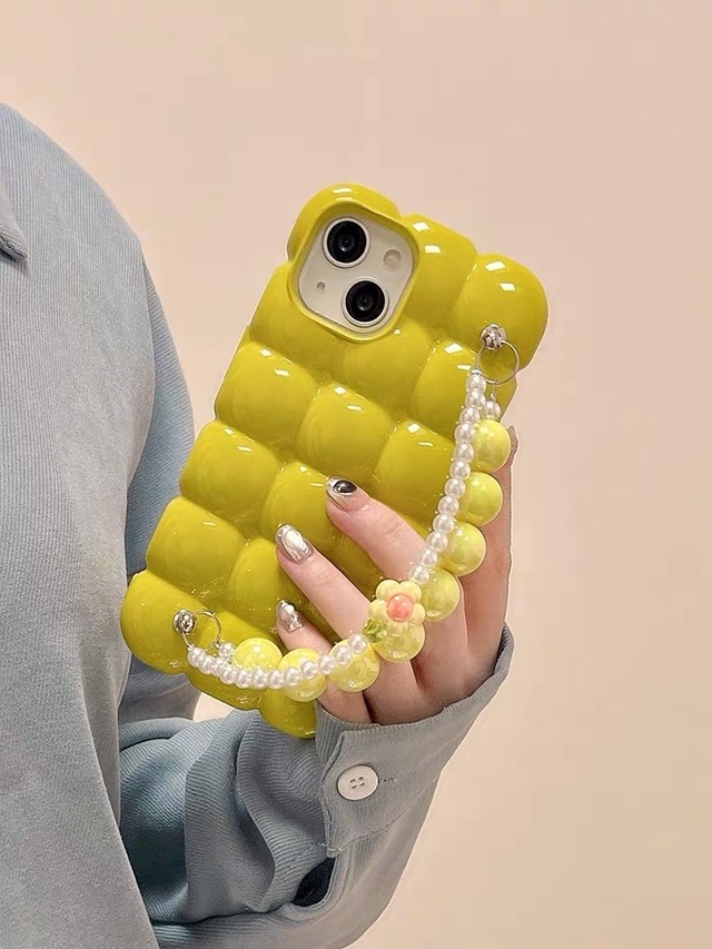 iPhoneケース iPhone14 iPhone13 キーリング 持ち手 ポコポコ シンプル かわいい スマホケース おしゃれ 韓国 2619