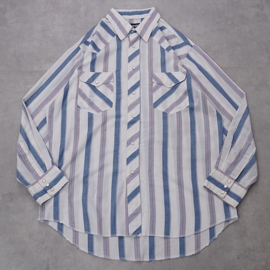 Wrangler ラングラー ストライプシャツ 90s L 白 青 14816