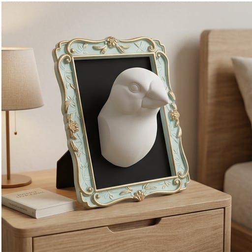 文鳥・ブンチョウの壁掛けレリーフ 3Dプリント 白PLA インテリア