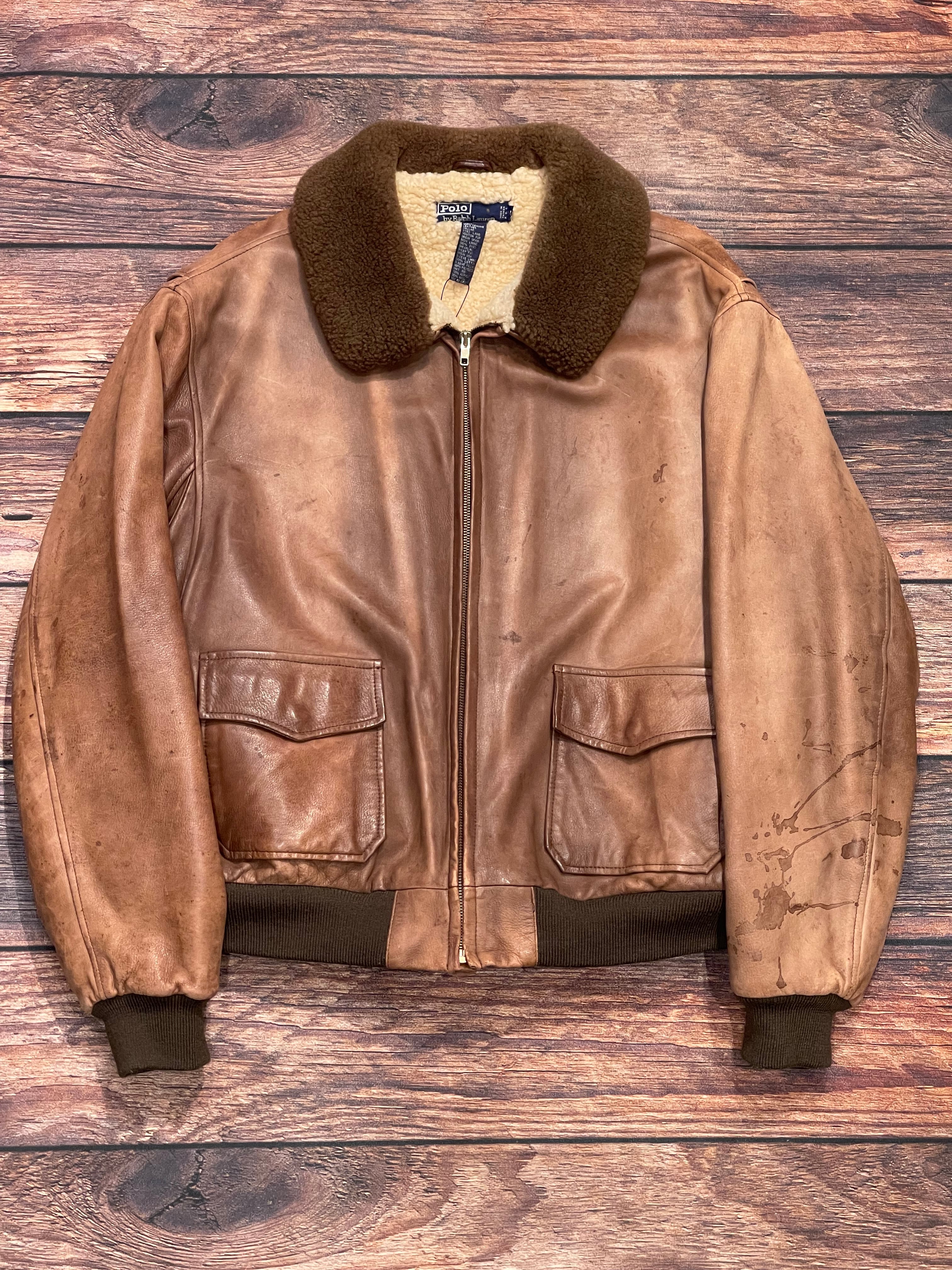 Polo by Ralph Lauren / 80s MILITARY LEATHER JACKET 】 ラルフ